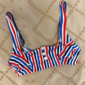 Striped Red, White, and Blue Bikini Top